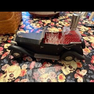 Vintage Black Car Decanter Set